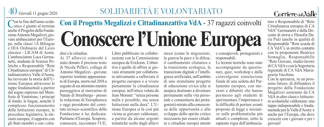 articolo conoscere l'unione europea corriere della valle